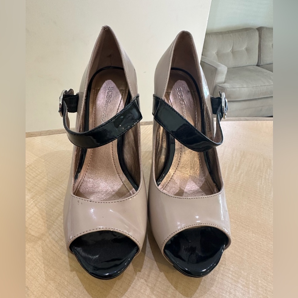 Soda Cream and Black Peep Toe Heels